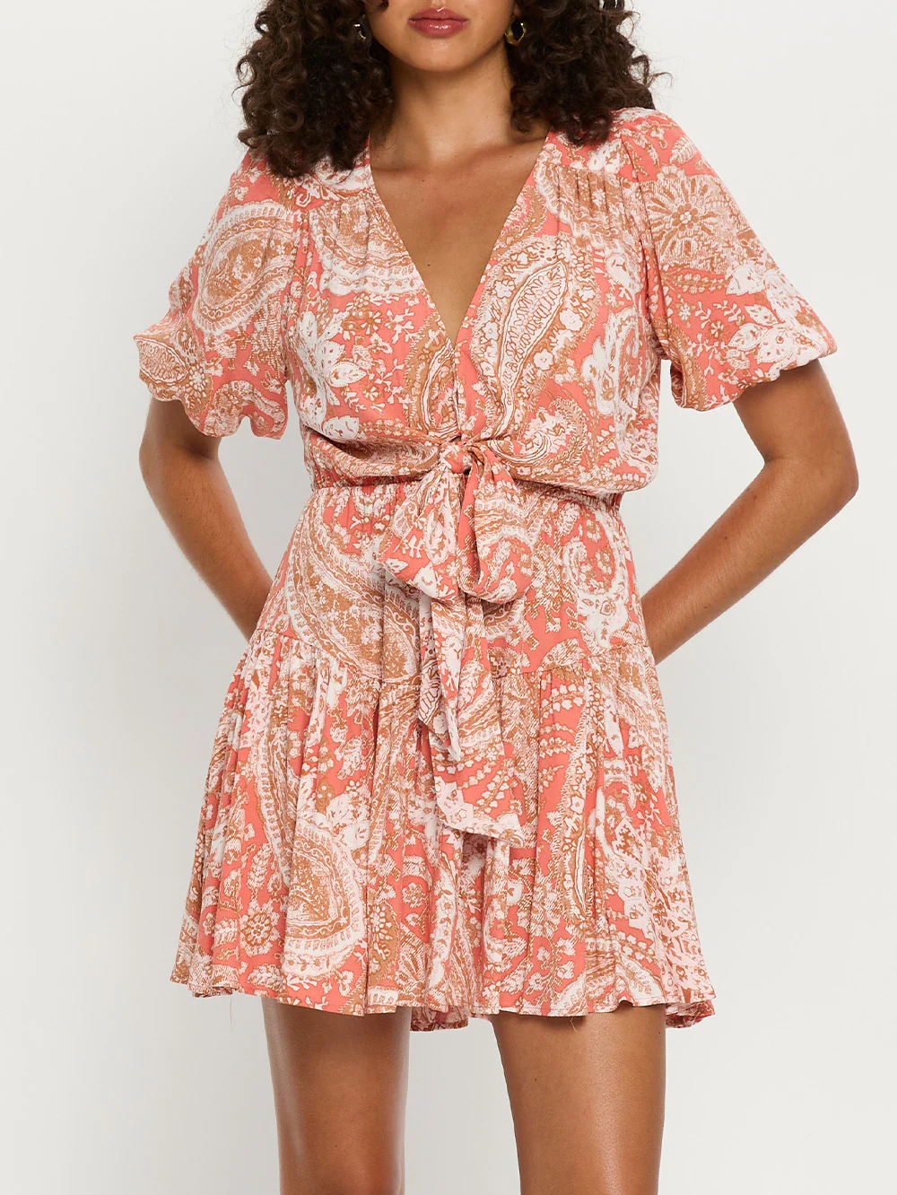 Casablanca Tie Front Mini Dress