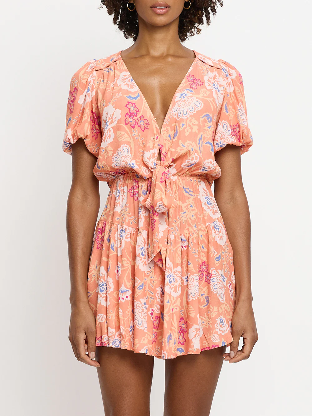Rosa Tie Front Mini Dress - Image 5